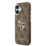 Apple iPhone 17 Kılıf Guess Gold Metal Kamera Çerçeveli Büyük 4G ve Yazı Logolu Kapak Kahverengi