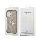 Apple iPhone 17 Kılıf Guess Gold Metal Kamera Çerçeveli Büyük 4G ve Yazı Logolu Kapak Pembe