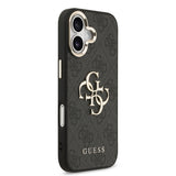 Apple iPhone 17 Kılıf Guess Gold Metal Kamera Çerçeveli Büyük 4G ve Yazı Logolu Kapak Siyah