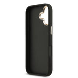 Apple iPhone 17 Kılıf Guess Gold Metal Kamera Çerçeveli Büyük 4G ve Yazı Logolu Kapak Siyah