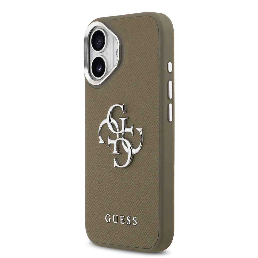 Apple iPhone 17 Kılıf Guess Grained 4G Metal Büyük Logolu PU Kapak kahverengi