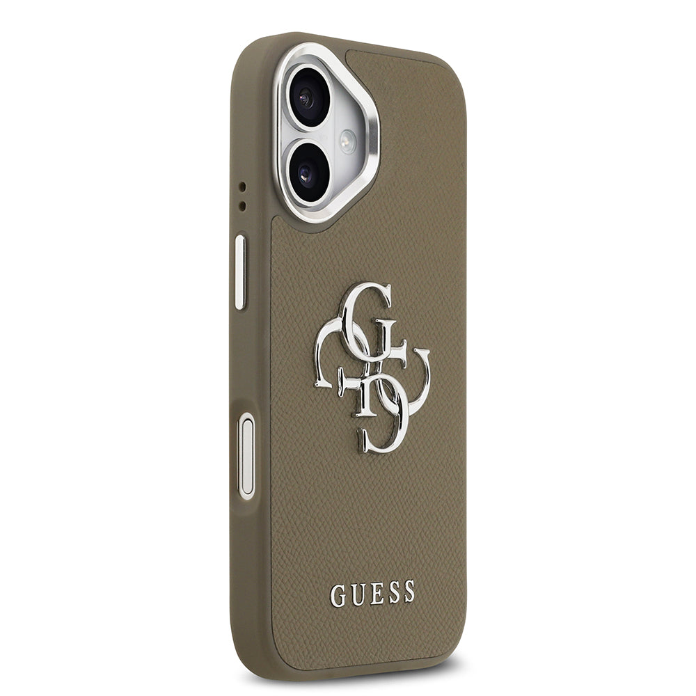 Apple iPhone 17 Kılıf Guess Grained 4G Metal Büyük Logolu PU Kapak kahverengi