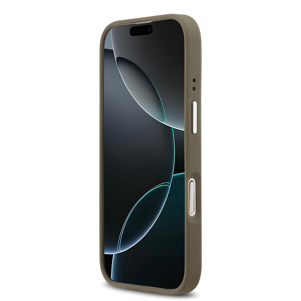 Apple iPhone 17 Kılıf Guess Grained 4G Metal Büyük Logolu PU Kapak kahverengi
