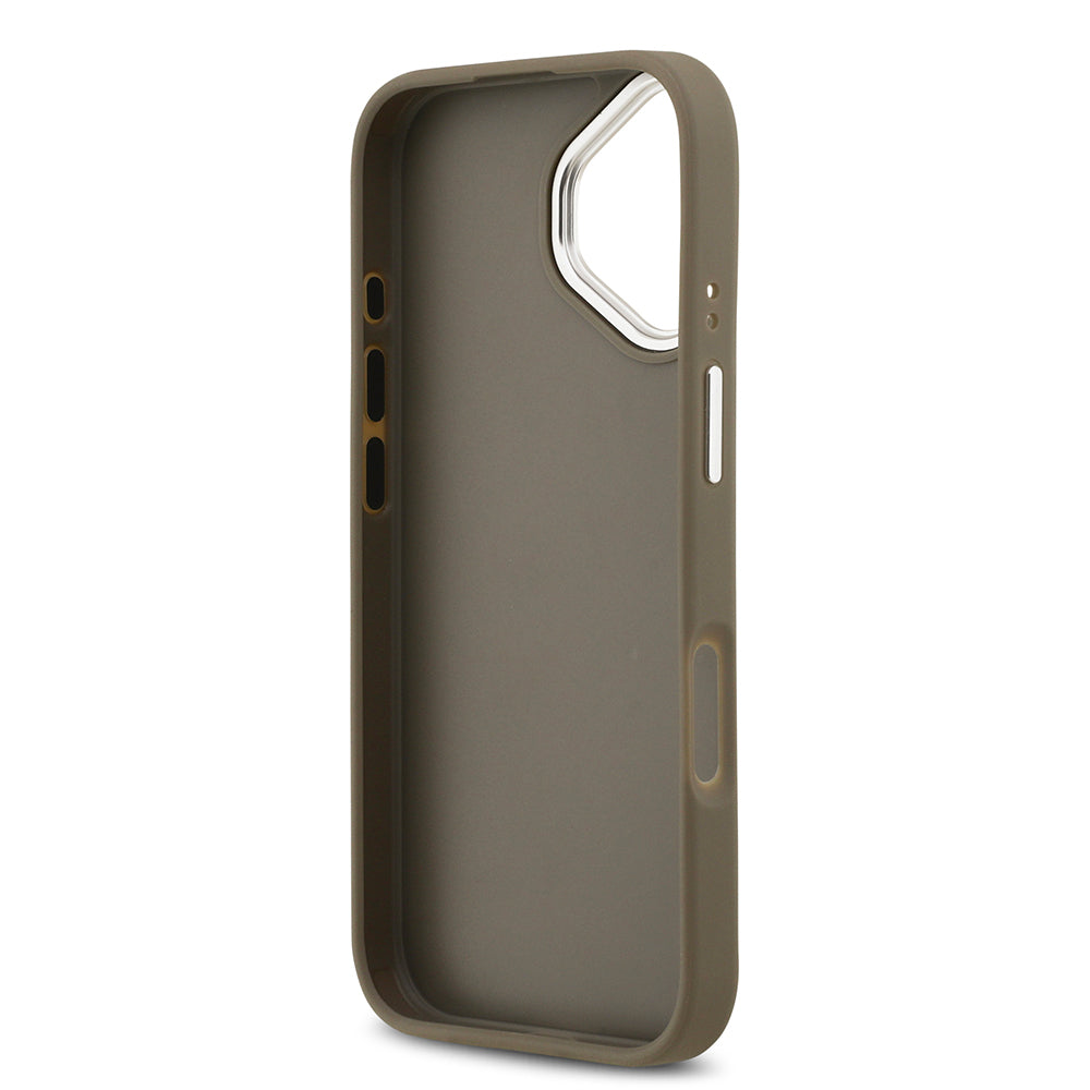 Apple iPhone 17 Kılıf Guess Grained 4G Metal Büyük Logolu PU Kapak kahverengi