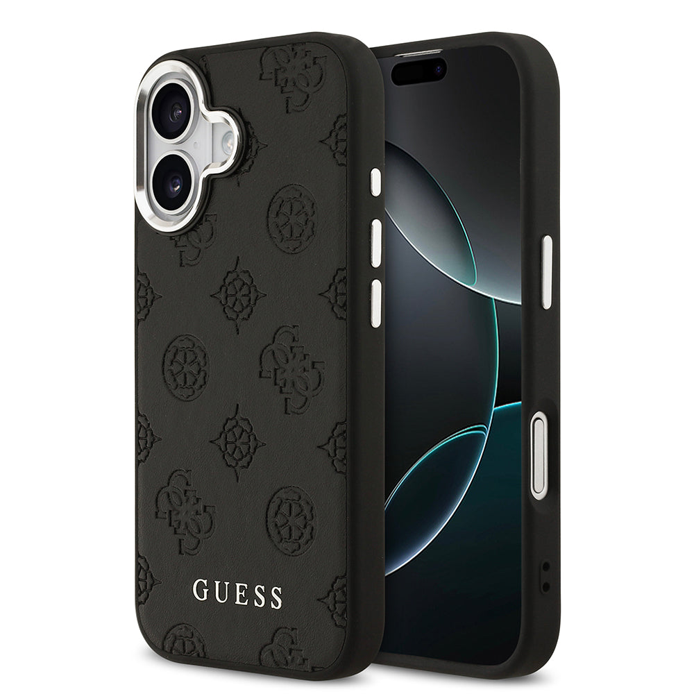 Apple iPhone 17 Kılıf Guess M-safe Özellikli Sıcak Baskılı Klasik Logolu PU Peony Kapak Siyah