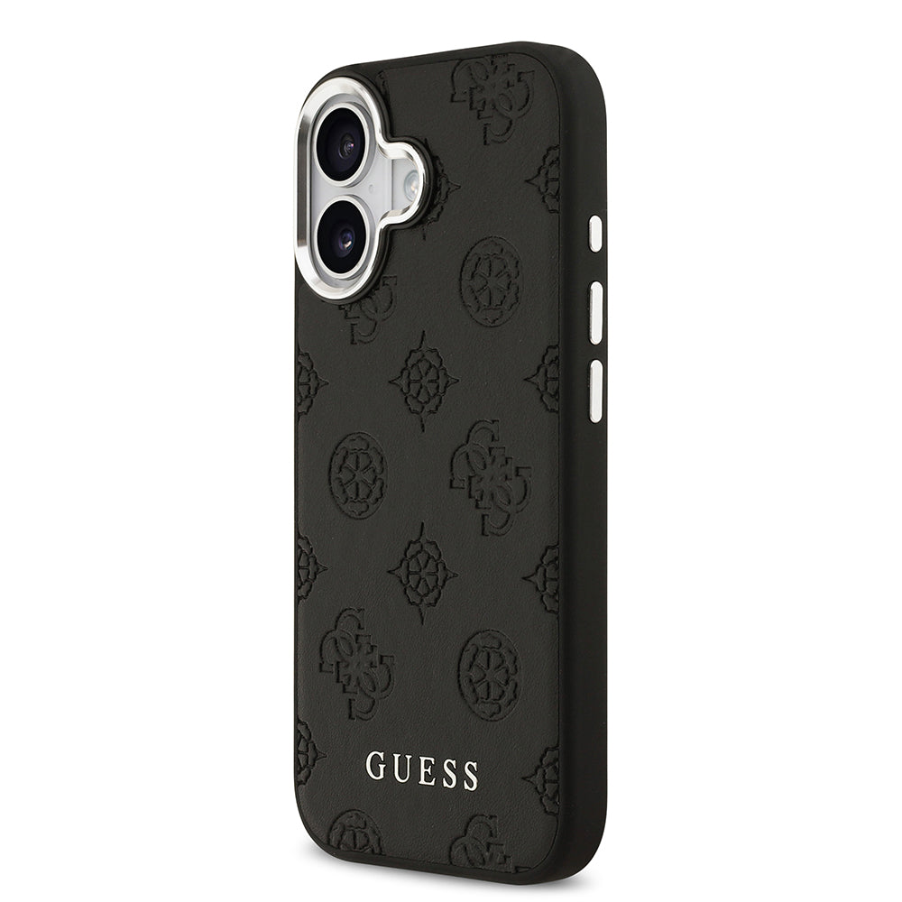 Apple iPhone 17 Kılıf Guess M-safe Özellikli Sıcak Baskılı Klasik Logolu PU Peony Kapak Siyah