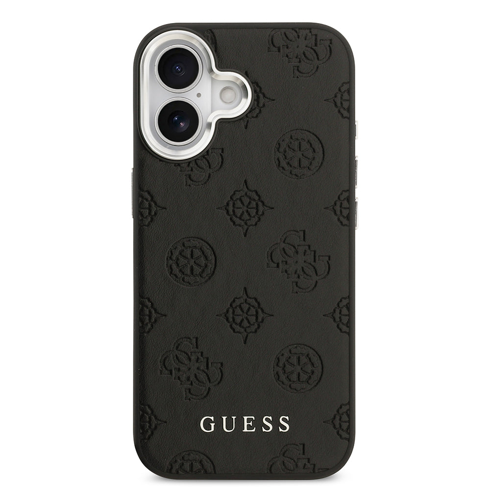 Apple iPhone 17 Kılıf Guess M-safe Özellikli Sıcak Baskılı Klasik Logolu PU Peony Kapak Siyah