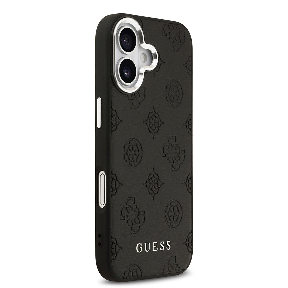 Apple iPhone 17 Kılıf Guess M-safe Özellikli Sıcak Baskılı Klasik Logolu PU Peony Kapak Siyah
