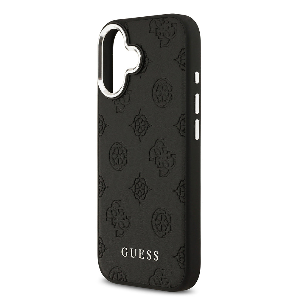 Apple iPhone 17 Kılıf Guess M-safe Özellikli Sıcak Baskılı Klasik Logolu PU Peony Kapak Siyah