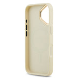 Apple iPhone 17 Kılıf Guess M-safe Özellikli Yazı Logolu PU Deri Peony Kapak Bej