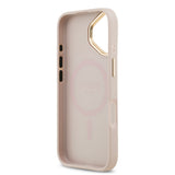 Apple iPhone 17 Kılıf Guess M-safe Özellikli Yazı Logolu PU Deri Peony Kapak Pembe