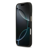 Apple iPhone 17 Kılıf Guess M-safe Özellikli Yazı Logolu PU Deri Peony Kapak Siyah