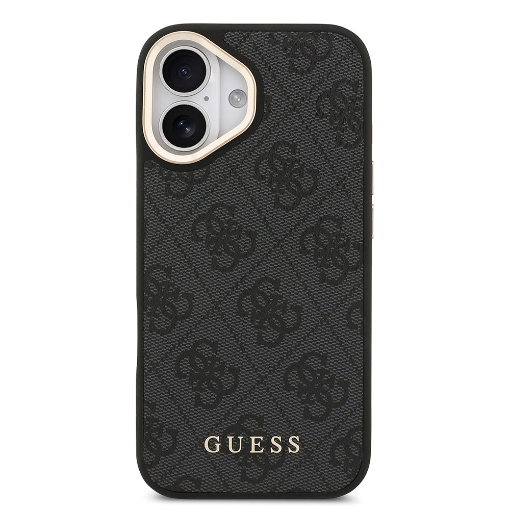 Apple iPhone 17 Kılıf Guess M-safe Şarj Özellikli 2in1 4G Metal Büyük Logolu Kartlıklı Kapak Siyah