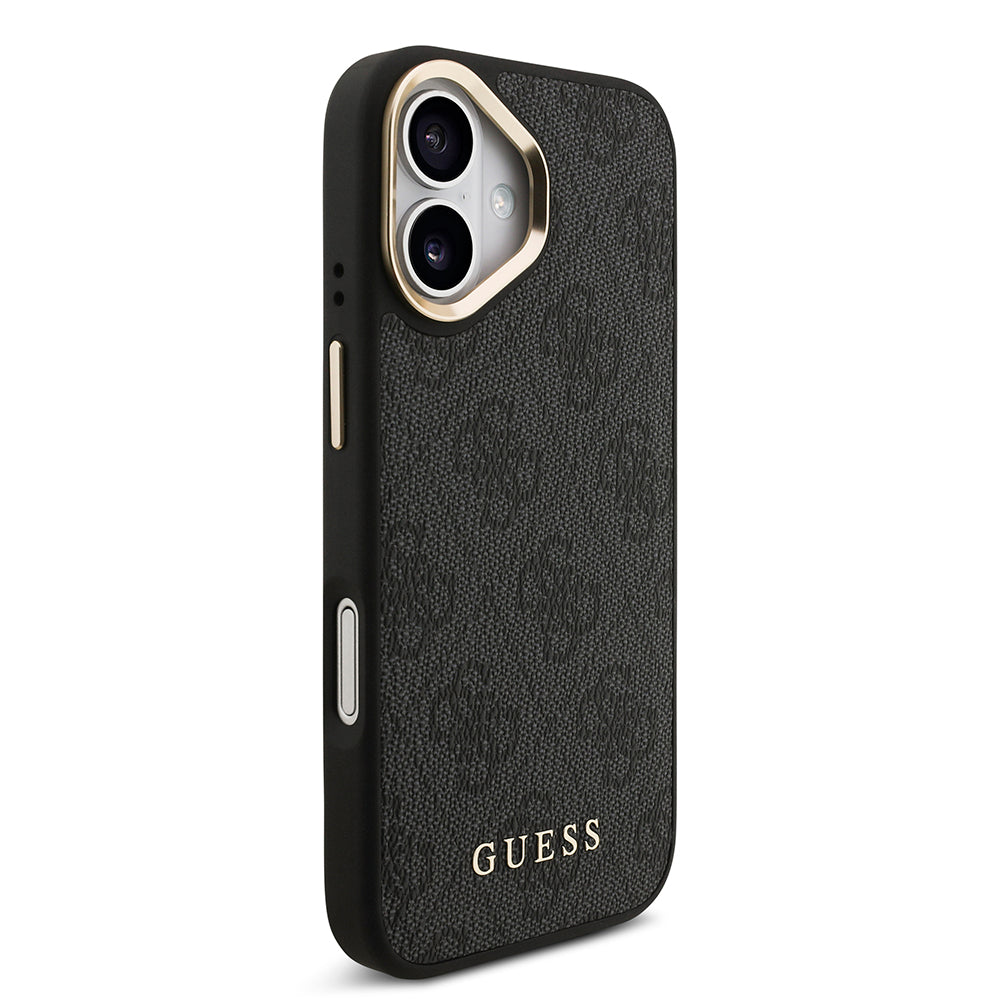 Apple iPhone 17 Kılıf Guess M-safe Şarj Özellikli 2in1 4G Metal Büyük Logolu Kartlıklı Kapak Siyah