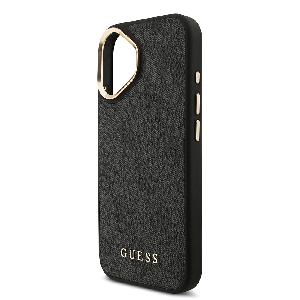 Apple iPhone 17 Kılıf Guess M-safe Şarj Özellikli 2in1 4G Metal Büyük Logolu Kartlıklı Kapak Siyah