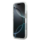 Apple iPhone 17 Kılıf Guess M-safe Şarj Özellikli 4G Desenli Simli Transparan Kapak Gri