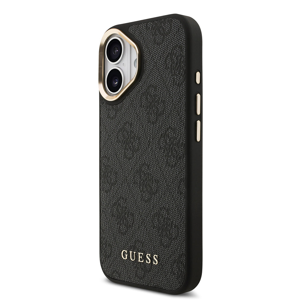 Apple iPhone 17 Kılıf Guess M-safe Şarj Özellikli Askılı ve Kartlıklı 4G Logo Kapak Siyah