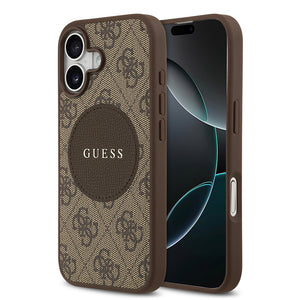 Apple iPhone 17 Kılıf Guess M-Safe Şarj Özellikli Circle Classic Kapak Kahverengi