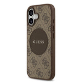 Apple iPhone 17 Kılıf Guess M-Safe Şarj Özellikli Circle Classic Kapak Kahverengi