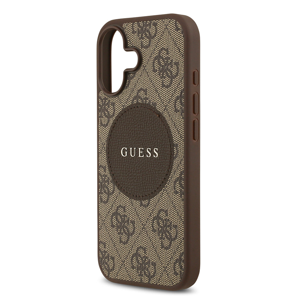 Apple iPhone 17 Kılıf Guess M-Safe Şarj Özellikli Circle Classic Kapak Kahverengi