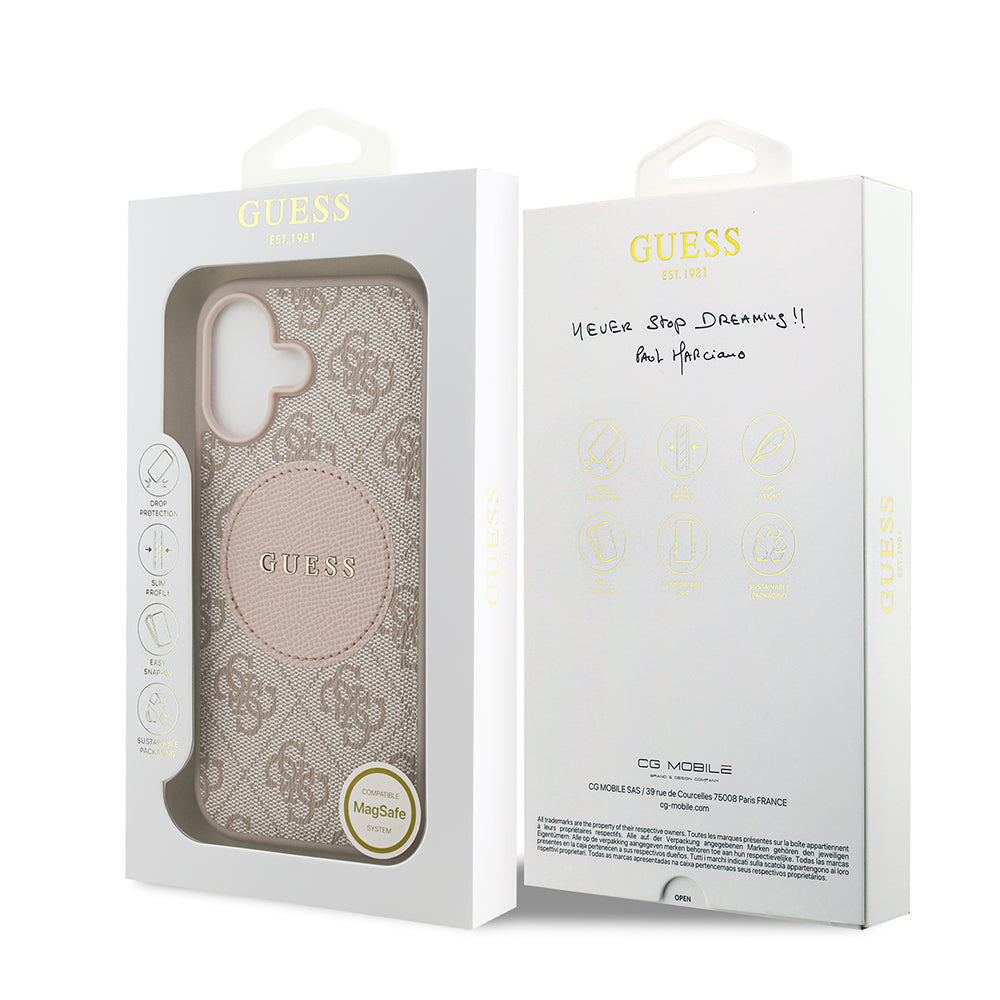 Apple iPhone 17 Kılıf Guess M-Safe Şarj Özellikli Circle Classic Kapak Pembe
