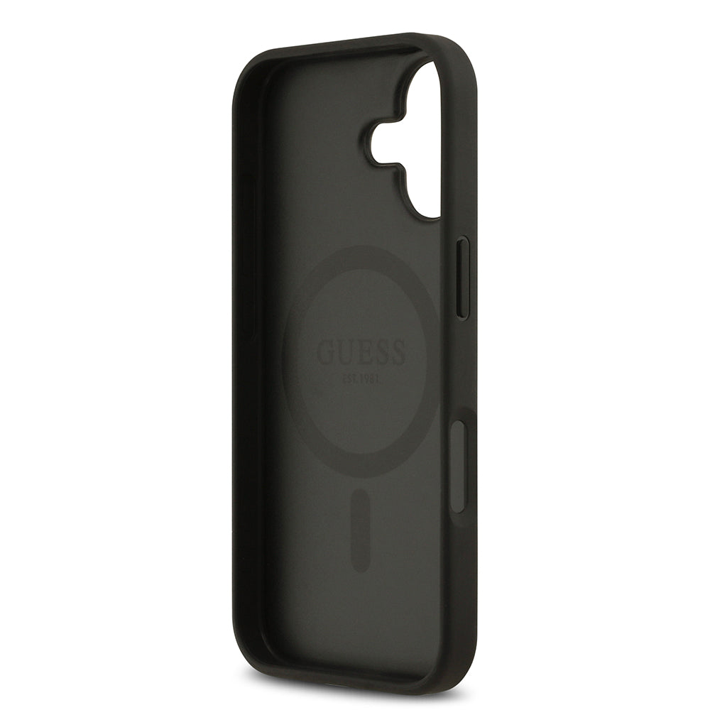 Apple iPhone 17 Kılıf Guess M-Safe Şarj Özellikli Circle Classic Kapak Siyah