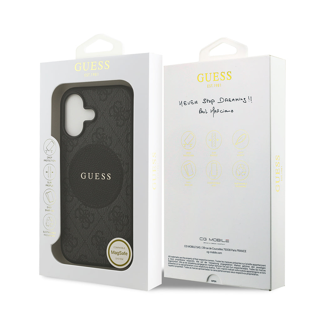 Apple iPhone 17 Kılıf Guess M-Safe Şarj Özellikli Circle Classic Kapak Siyah