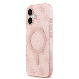 Apple iPhone 17 Kılıf Guess M-safe Şarj Özellikli IML Baskılı Klasik Logolu 4G Desenli Kapak Pembe