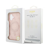 Apple iPhone 17 Kılıf Guess M-safe Şarj Özellikli IML Baskılı Klasik Logolu 4G Desenli Kapak Pembe
