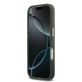 Apple iPhone 17 Kılıf Guess M-safe Şarj Özellikli IML Baskılı Üçgen Logolu Metal Kamera Çerçeveli Transparan Kapak Siyah