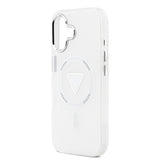 Apple iPhone 17 Kılıf Guess M-safe Şarj Özellikli IML Baskılı Üçgen Logolu Metal Kamera Çerçeveli Transparan Kapak Şeffaf