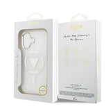 Apple iPhone 17 Kılıf Guess M-safe Şarj Özellikli IML Baskılı Üçgen Logolu Metal Kamera Çerçeveli Transparan Kapak Şeffaf