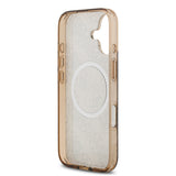 Apple iPhone 17 Kılıf Guess M-safe Şarj Özellikli IML Peony ve 4G Desenli Klasik Logolu Kapak Kahverengi