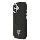Apple iPhone 17 Kılıf Guess M-safe Şarj Özellikli PU Deri Metal Kamera Çerçeveli Üçgen Logolu Kapak Siyah