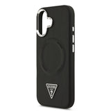 Apple iPhone 17 Kılıf Guess M-safe Şarj Özellikli PU Deri Metal Kamera Çerçeveli Üçgen Logolu Kapak Siyah