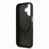 Apple iPhone 17 Kılıf Guess M-safe Şarj Özellikli PU Deri Metal Kamera Çerçeveli Üçgen Logolu Kapak Siyah