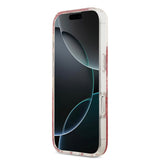 Apple iPhone 17 Kılıf Guess M-safe Şarj Özellikli Transparan Resin Bottom Pullu Kapak Pembe