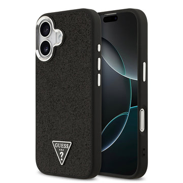 Apple iPhone 17 Kılıf Guess M-safe Şarj Özellikli Üçgen Logolu Glitter Kapak Siyah