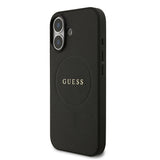 Apple iPhone 17 Kılıf Guess M-safe Şarj Özellikli Yazı Logolu PU Deri Kapak Siyah