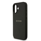 Apple iPhone 17 Kılıf Guess M-safe Şarj Özellikli Yazı Logolu PU Deri Kapak Siyah