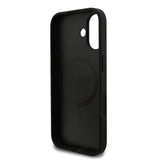 Apple iPhone 17 Kılıf Guess M-safe Şarj Özellikli Yazı Logolu PU Deri Kapak Siyah
