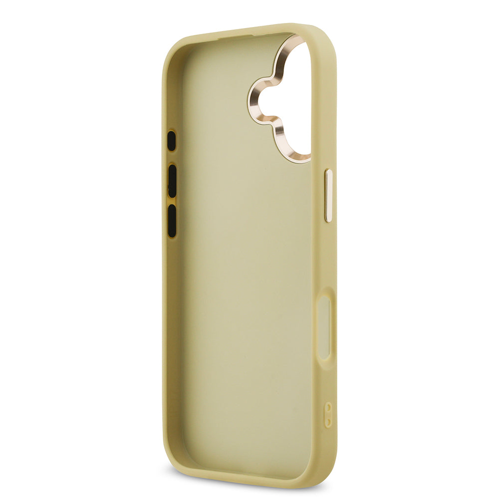 Apple iPhone 17 Kılıf Guess Metal Kamera Çerçeveli 4G Büyük Logolu Glitter Kapak Gold