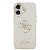 Apple iPhone 17 Kılıf Guess Metal Kamera Çerçeveli 4G Büyük Logolu Glitter Kapak Gri