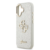 Apple iPhone 17 Kılıf Guess Metal Kamera Çerçeveli 4G Büyük Logolu Glitter Kapak Gri