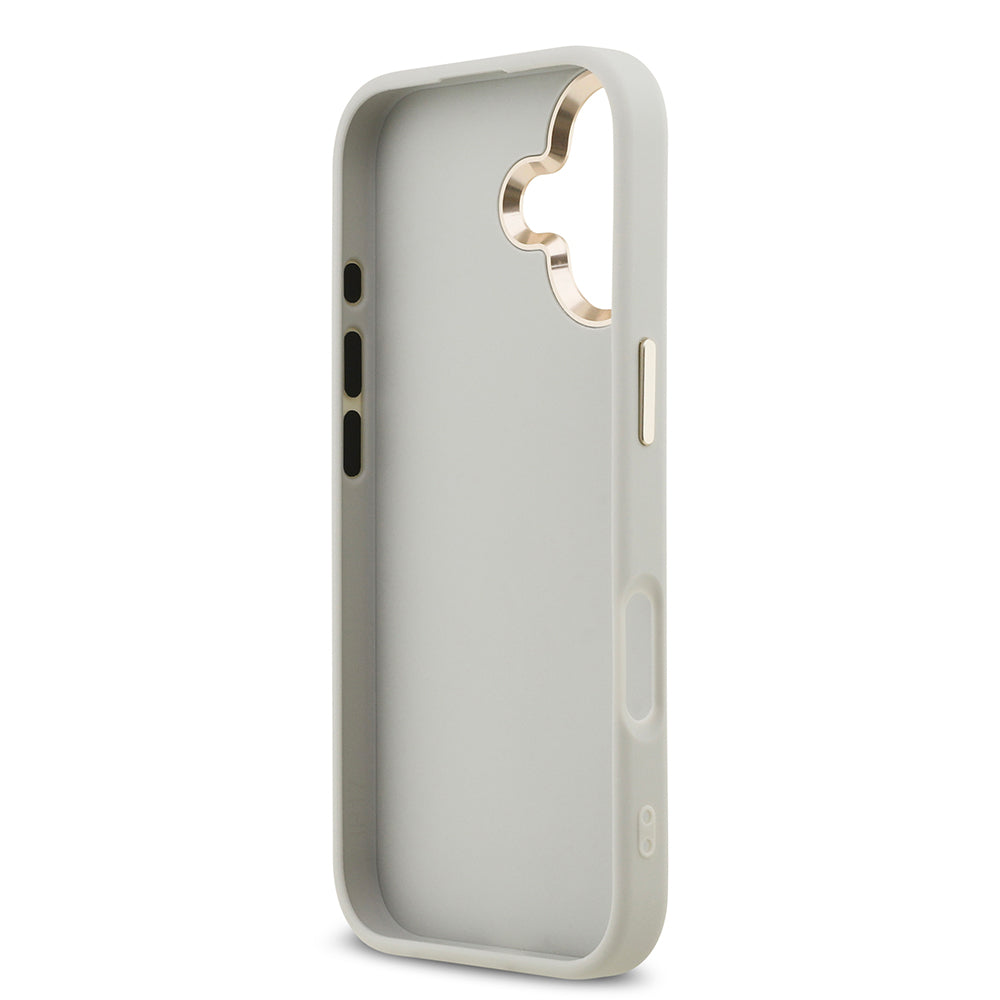 Apple iPhone 17 Kılıf Guess Metal Kamera Çerçeveli 4G Büyük Logolu Glitter Kapak Gri