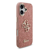 Apple iPhone 17 Kılıf Guess Metal Kamera Çerçeveli 4G Büyük Logolu Glitter Kapak Pembe