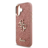 Apple iPhone 17 Kılıf Guess Metal Kamera Çerçeveli 4G Büyük Logolu Glitter Kapak Pembe