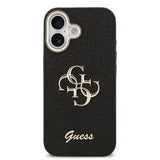 Apple iPhone 17 Kılıf Guess Metal Kamera Çerçeveli 4G Büyük Logolu Glitter Kapak Siyah