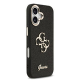 Apple iPhone 17 Kılıf Guess Metal Kamera Çerçeveli 4G Büyük Logolu Glitter Kapak Siyah