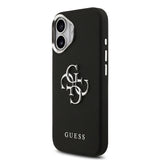 Apple iPhone 17 Kılıf Guess PU Deri 4G Büyük Metal Logo Dizayn Kapak Siyah